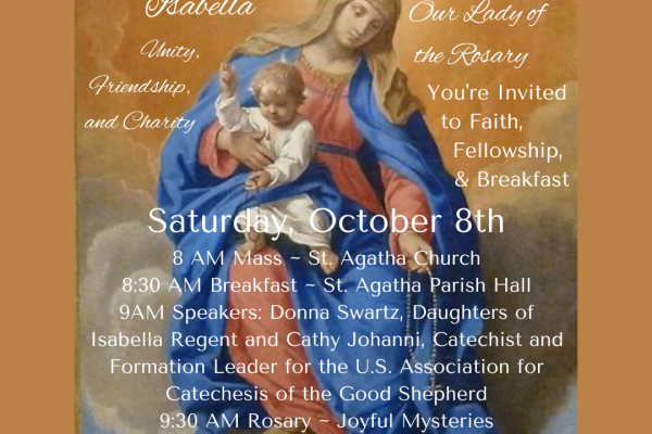 Daughters of Isabella – Special Mass Saturday, October 8th 8:00am